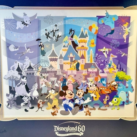 2016 Disneyland Diamond 60th Anniversary Framed Lithograph & Minnie Ears Set - Picture 5 of 11